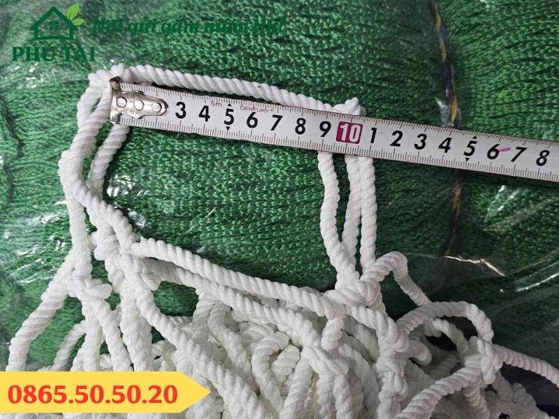 Kích thước ô lưới lòng trong 10cm nhưng khi kéo dãn có thể lên tới 12 - 13cm
