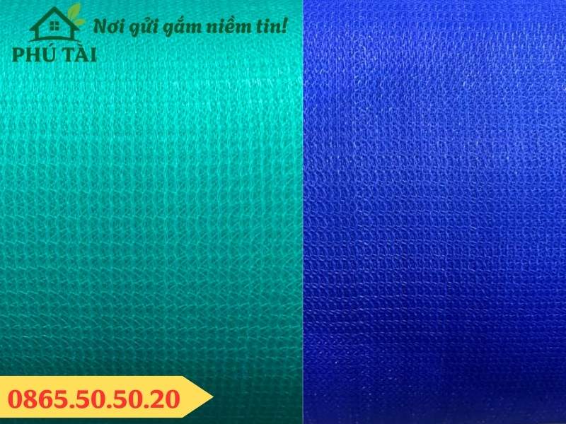 Lưới bao che công trình Tây Ninh hai màu xanh ngọc và xanh dương