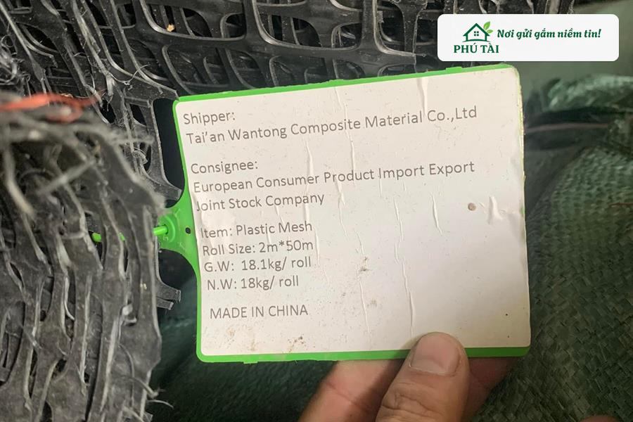 Tem thông số cuộn lưới nhựa hàng rào HDPE khổ 2m dài 50m chuẩn trọng lượng